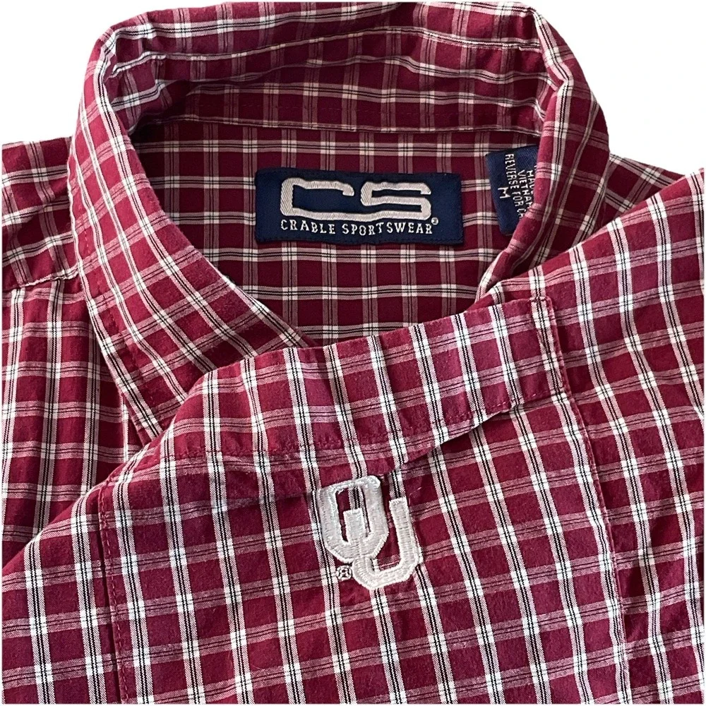 CS‎ Crable Sportswear OU Sooners  Red/ White Button Down Shirt Men's Medium